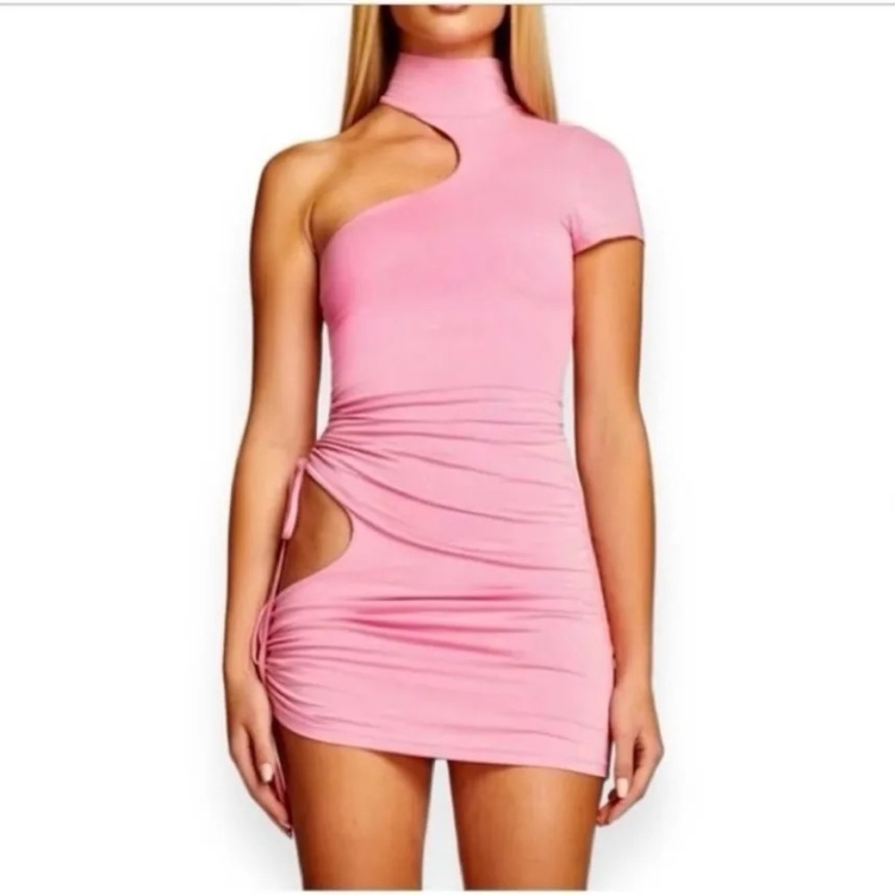 I.AM.GIA Pink One-Shoulder Cutout Mini Dress